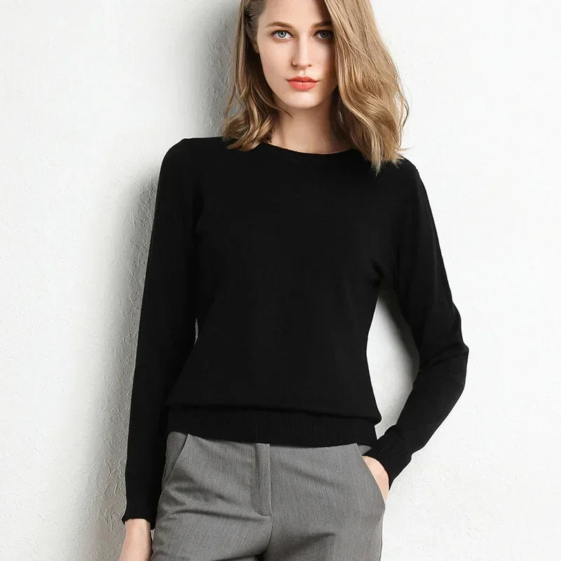 Mileena Dream Pull En Laine Mélange Coupe Slim Fit Col Rond Maille Côtelée Pour Femme