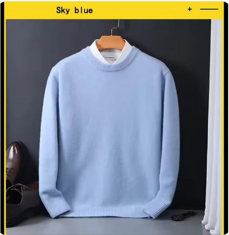 Amawinc Pull Homme Classique En Cachemire Et Laine Col Rond Bleu Marine Confort Raffiné Pour Une Chaleur Douce
