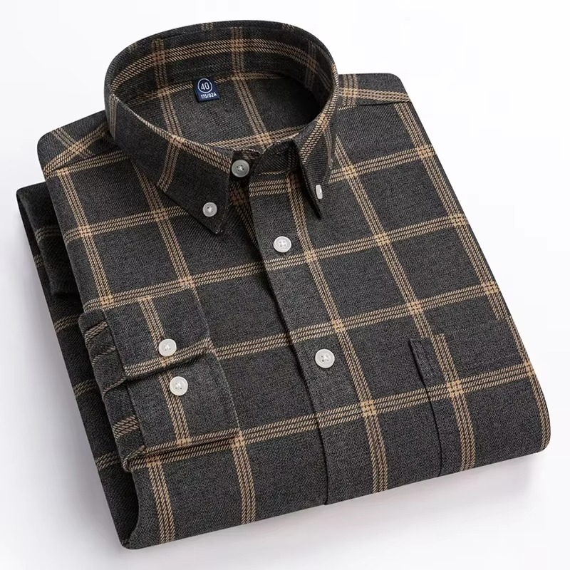 Chemise Pour Homme À Carreaux Taille Plus 7XL Manches Longues 100 Pour Cent Coton Avec Poche Poitrine Unique