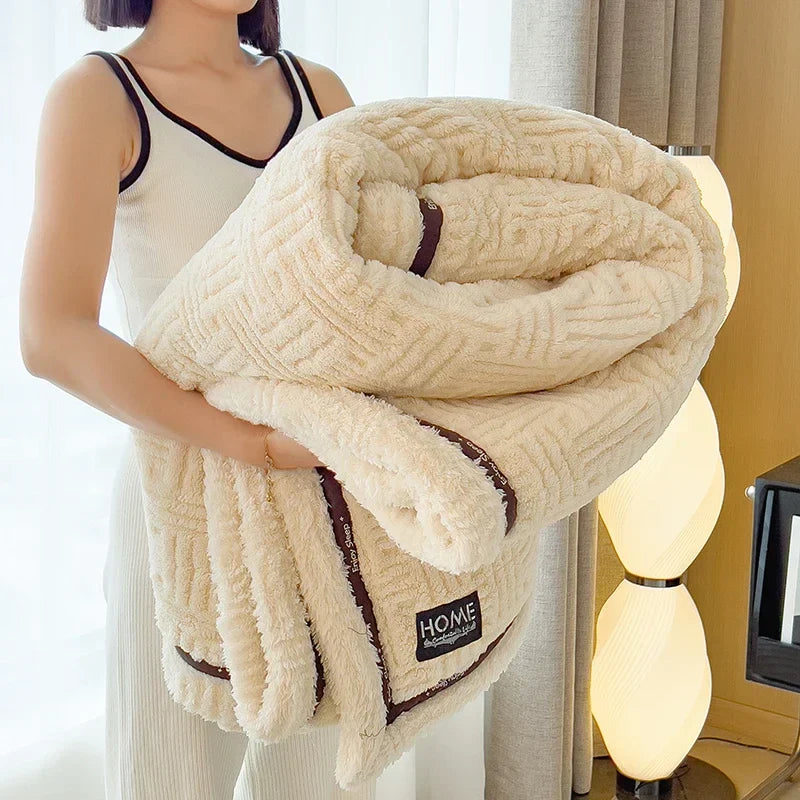Couverture Velours Peluche Douce Double Face Avec Molleton Corail Pour Confort Absolu