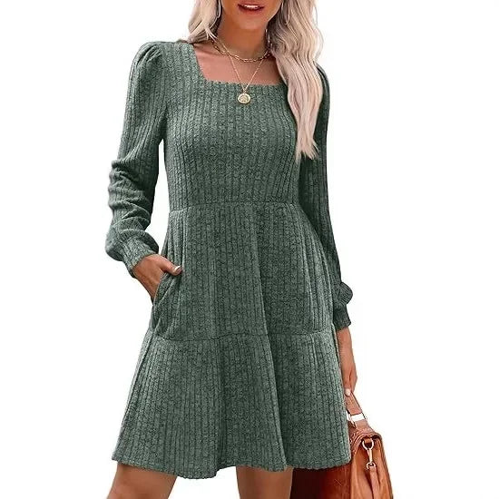 Robe Mini Élégante Emma Amawinc Encolure Carrée Pour Femme Élégance Intemporelle Et Confort Moderne