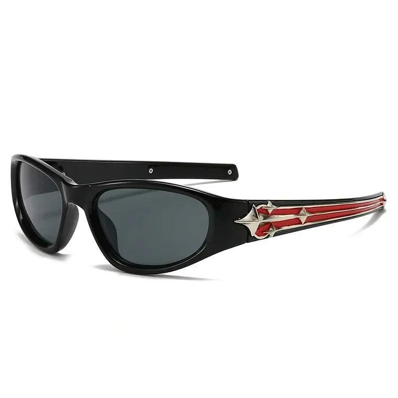 Lunettes De Soleil Streetwear Y2K Vintage Rétro Futuriste Protection UV400 Cadre Wraparound Pour Sport
