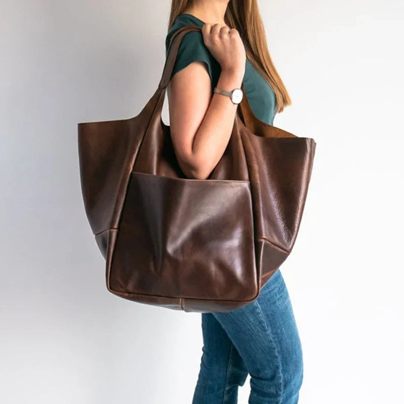 Amawinc Arlo Rove Sac Fourre Tout En Cuir Extrêmement Spacieux Avec Poches Latérales Profondes