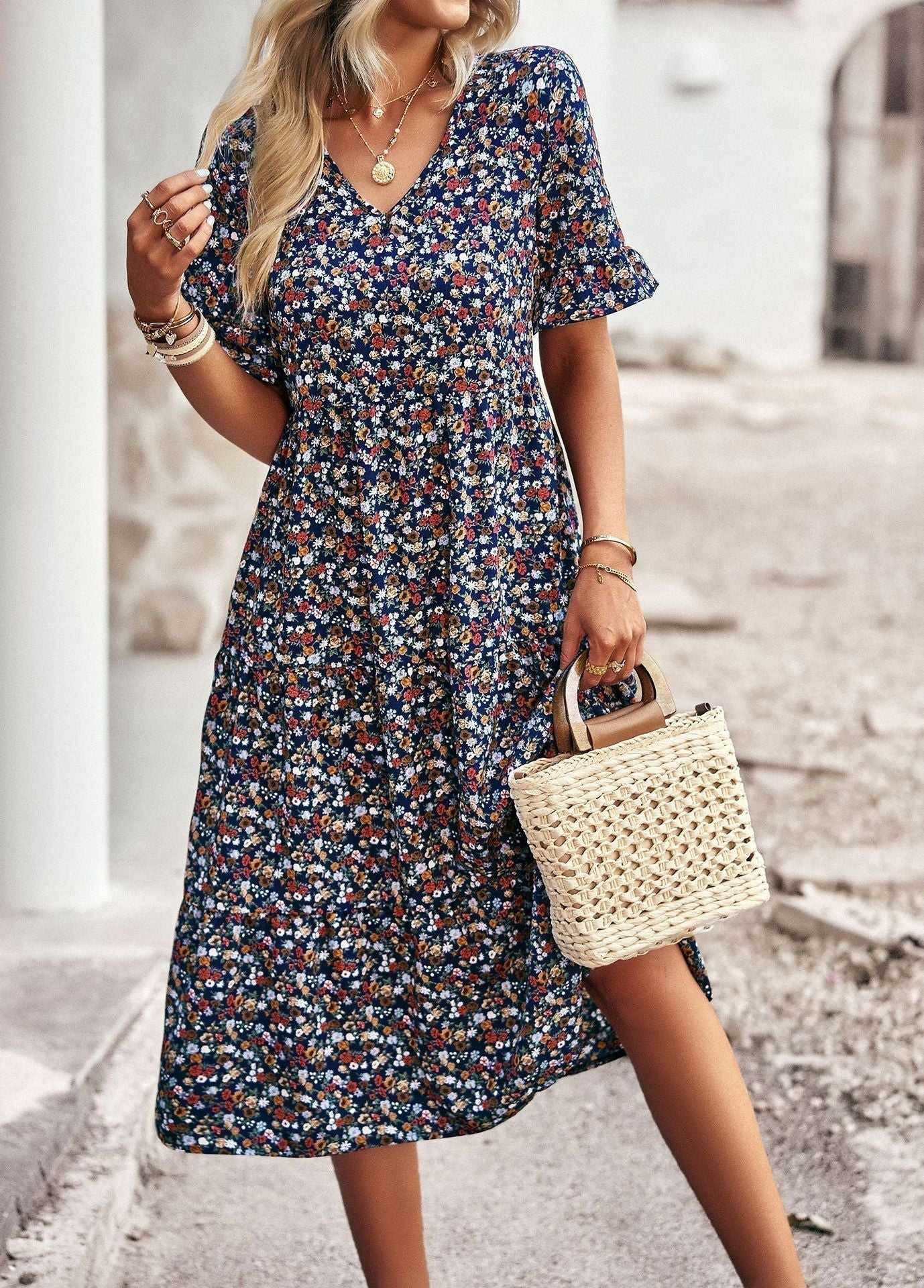 Eraliza Blumen-Midikleid