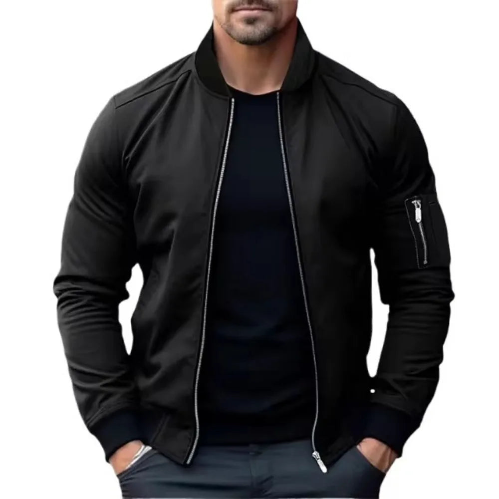 Veste Bomber Maverick Pour Homme Amawinc Résistant Au Vent Fermeture Éclair Durable Doublure Douce Pour Toute Année