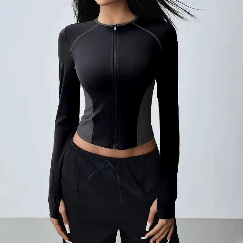Top De Yoga Zip Up Forme Sereine Avec Tissu Respirant Coupe Deuxième Peau Confort Ultraléger