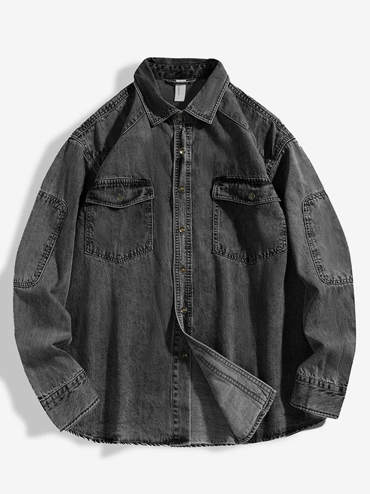 Chemise Utilitaire Denim Robuste Coton Durable Homme Moderne Style Décontracté Confortable