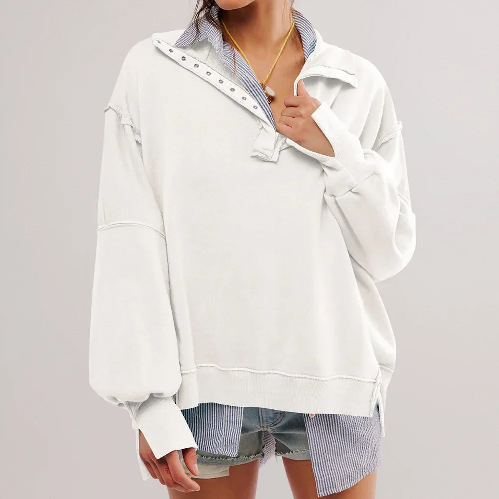 Corti Sweatshirt Oversize En Mélange De Coton Premium Doux Avec Manches Bouffantes Et Coupe Décontractée