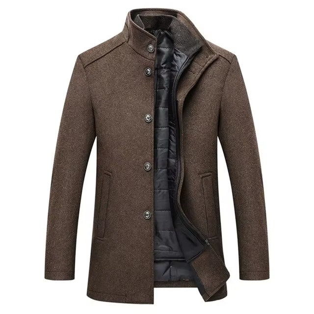 Veste Parka Homme En Mélange De Laine D Hiver Ajustable Slim Pour Style Professionnel Et Chaleur