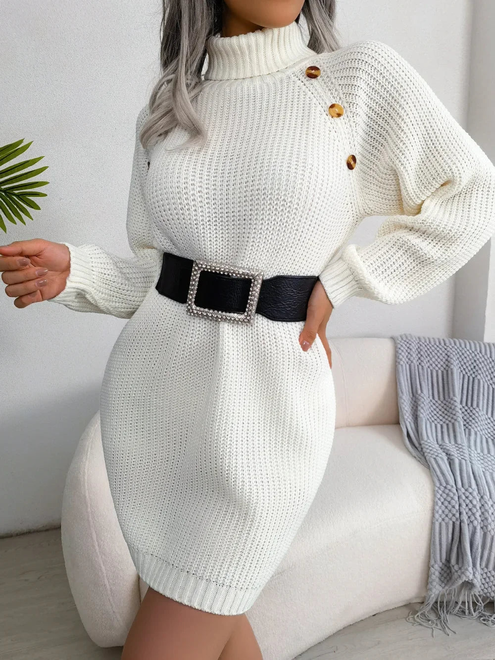 Robe Pull Emily En Maille 100 Pour Cent Acrylique Pour Femme Longueur Genou Automne Hiver Confort Élégante