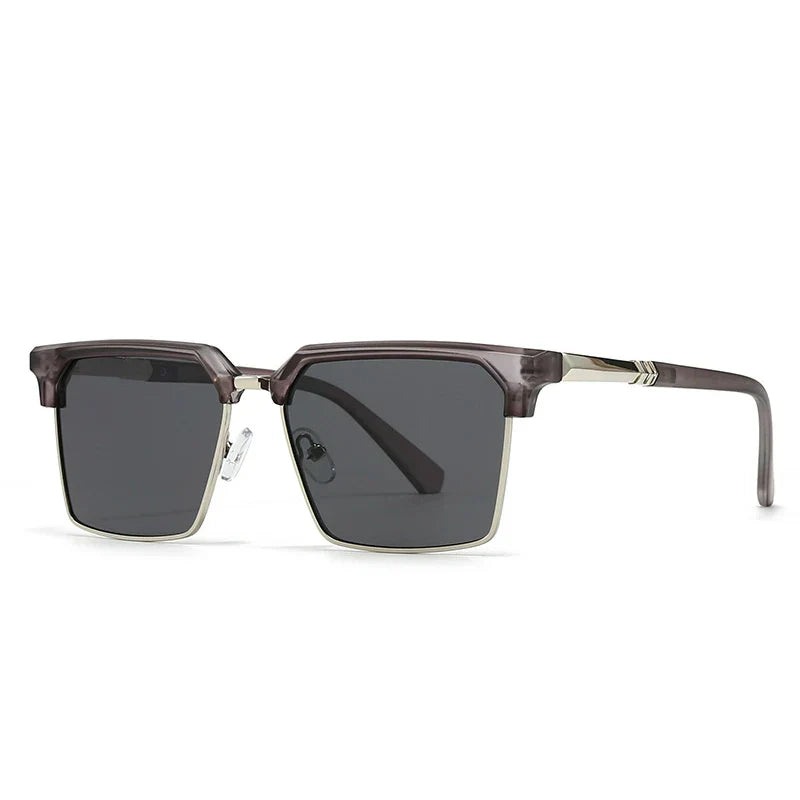 Amawinc Verve Lunettes De Soleil Rétro Dégradé Avec Accents Dorés Protection UV400 Unisexe Monture Carrée