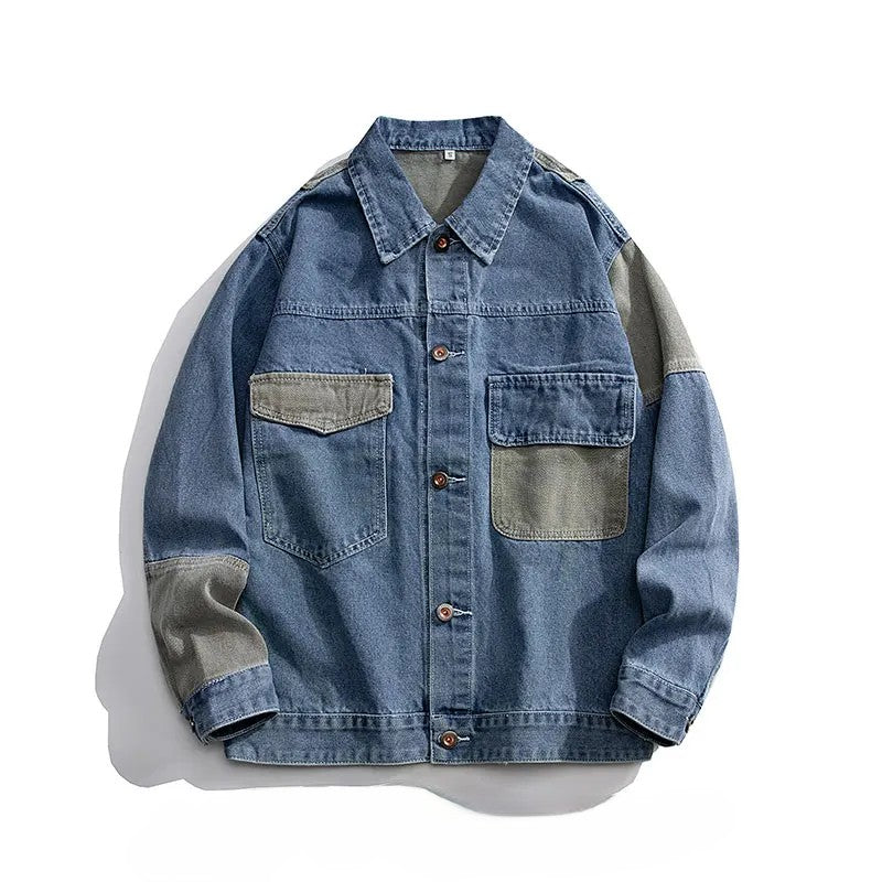 Veste Patchwork En Jean Géométrique Trucker Robuste, Coupe Boxy Structurée, Lavable En Machine