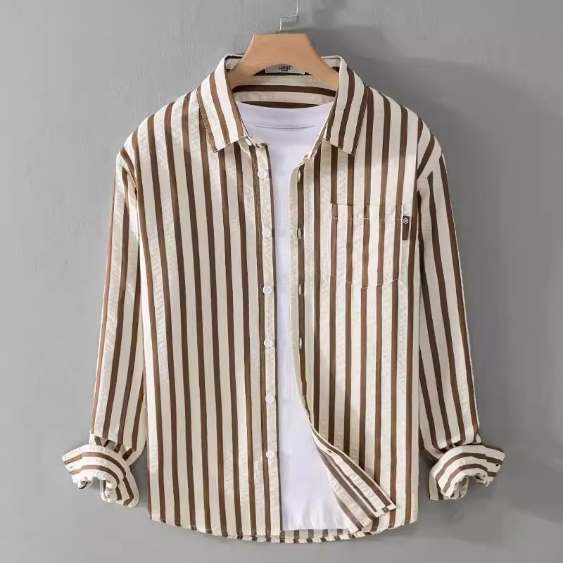 Chemise Veste De Travail À Manches Longues Rayée Pour Hommes Confort Durable Pour Salon Professionnel