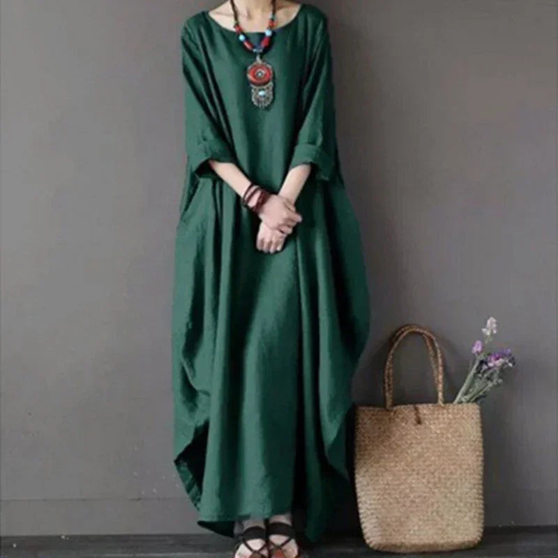 Robe Maxi Amanda Amawinc Robe Longue Décontractée À Silhouette Large Et Col Bateau Pour Printemps Et Automne