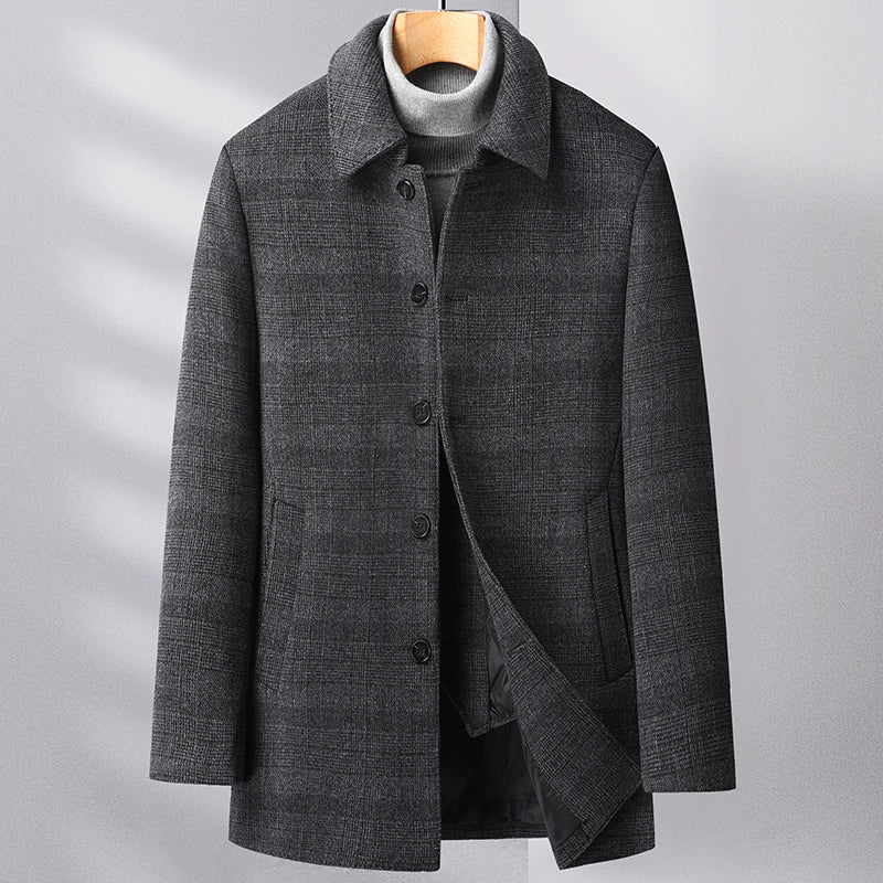 Miller Manteau Trench En Laine Brossée À Carreaux Intemporels Avec Doublure En Duvet