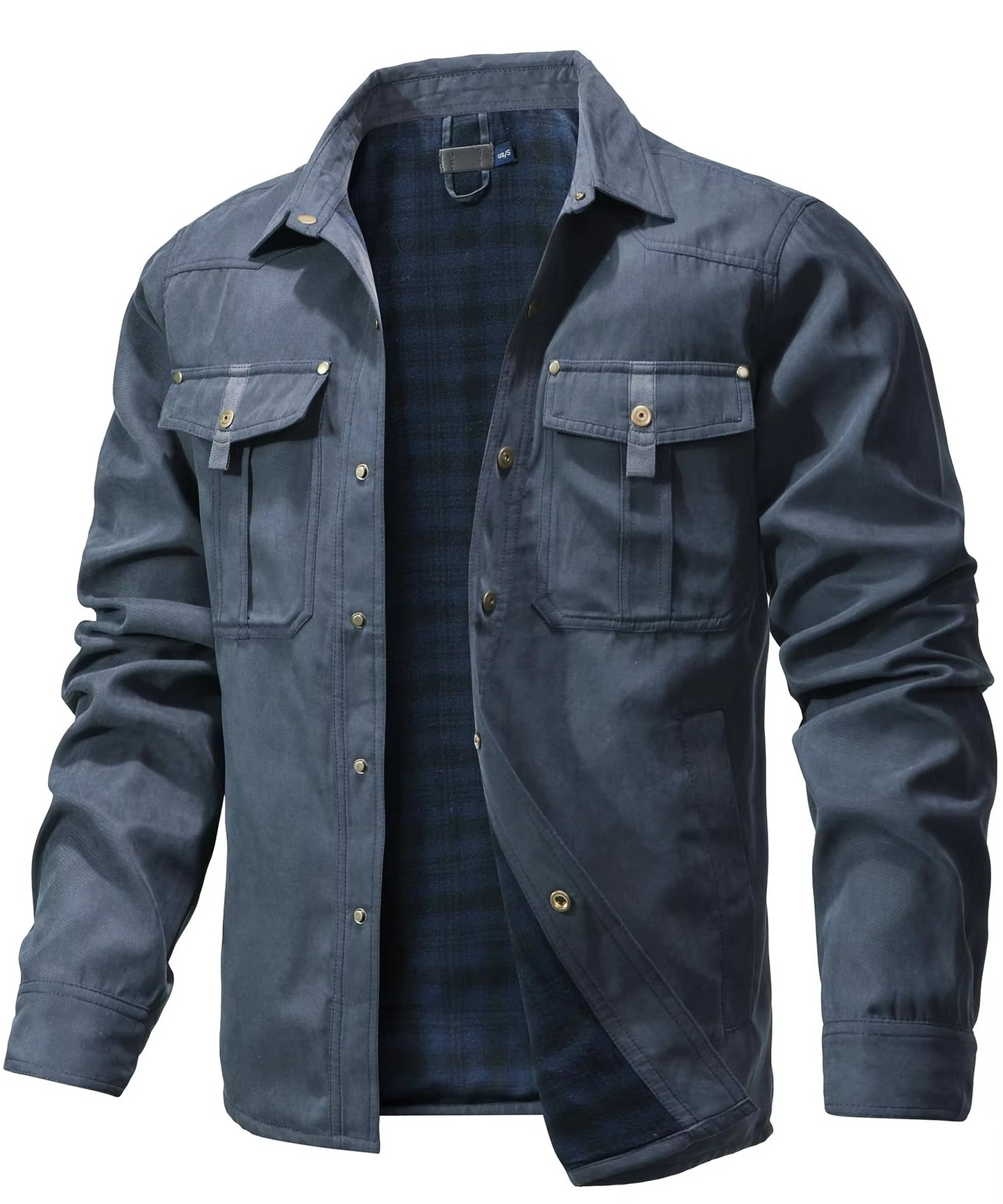 Veste Chemise Overshirt Doublée Flanelle Homme Style Western Avec Boutons Pression Pour Toutes Saisons