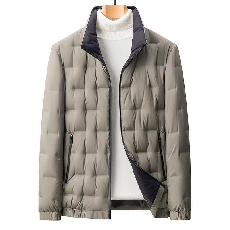 Veste Homme 2024 Couleur Unie Col Montant Slim Fit En Duvet D Oie Pour Chaleur Et Style Affaires Moderne