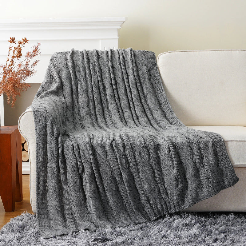 Battilo Couverture En Maille Texturée Ultra Douce Pour Lit Et Canapé Décor Chaleureuse Confortable
