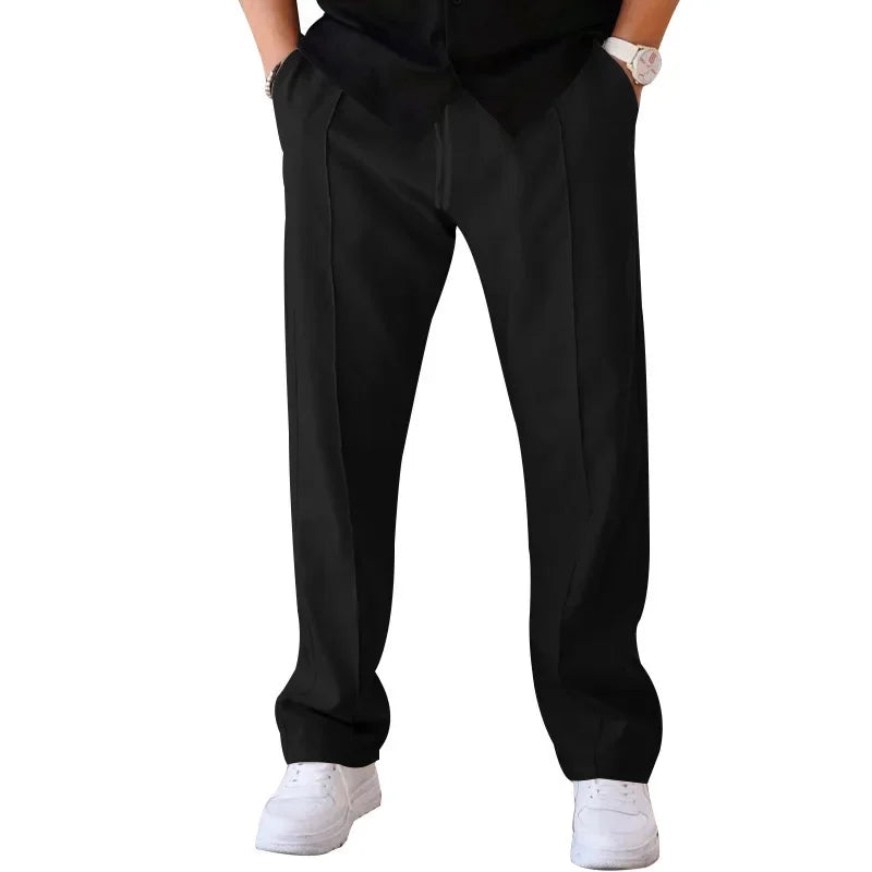 Pantalon Forme Décontractée Pour Hommes Amawinc Bleu Marine Pour Réunions D Affaires Et Événements Formels