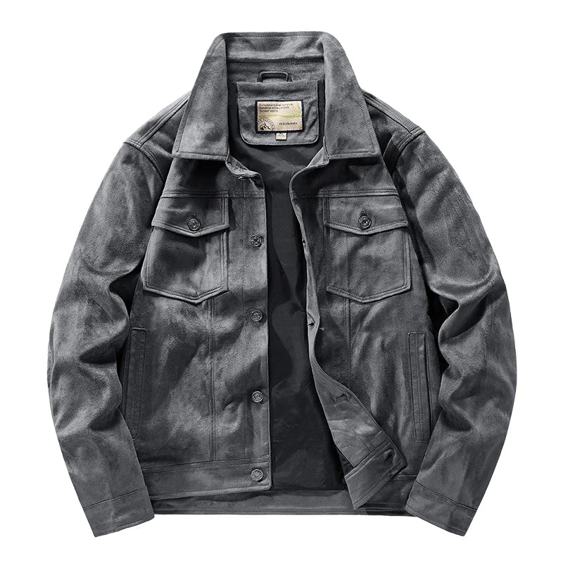 Veste en Daim Outlander Amawinc pour Homme Style Robuste Premium Col Rabattu Poches poitrine