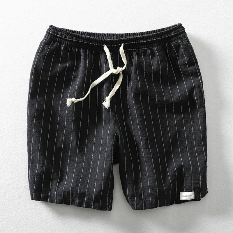 Shorts Coton Lin Pour Hommes Barcelone Respirants Avec Cordon Réglable Pour Été Polyvalents