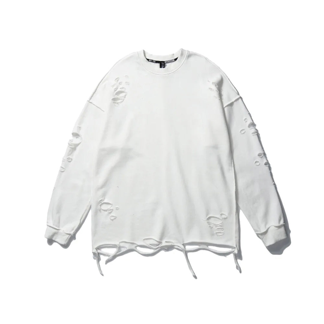 Sweatshirt Distressé De Dune En Coton 100 Pour Cent Avec Coupe Décontractée Et Détails Déchirés