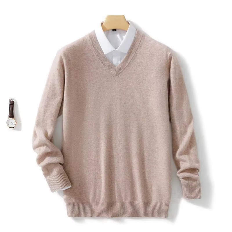 Pull En Mélange De Laine À Encolure V Pour Homme Chaud En Maille Pour L Hiver Coupe Décontractée Jusqu À 5XL Amawinc