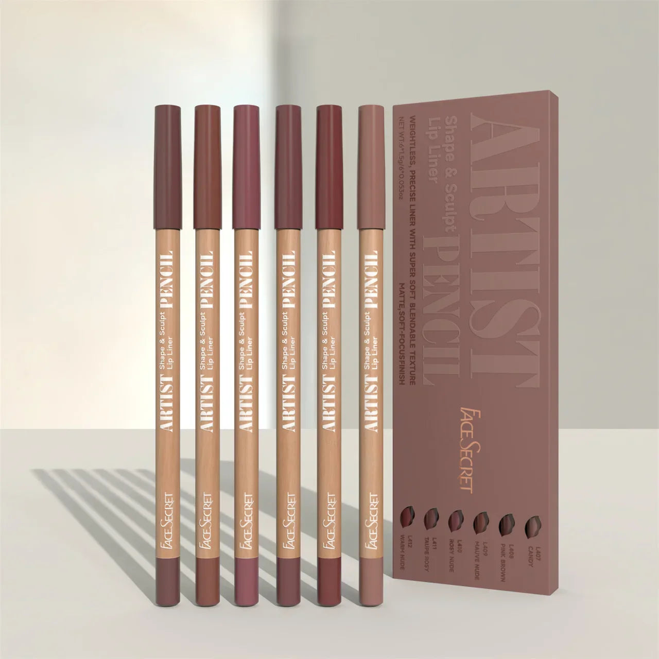Lineage Kit De Crayons À Lèvres Waterproof Longue Durée Mine Affûtable 18 Teintes Disponibles