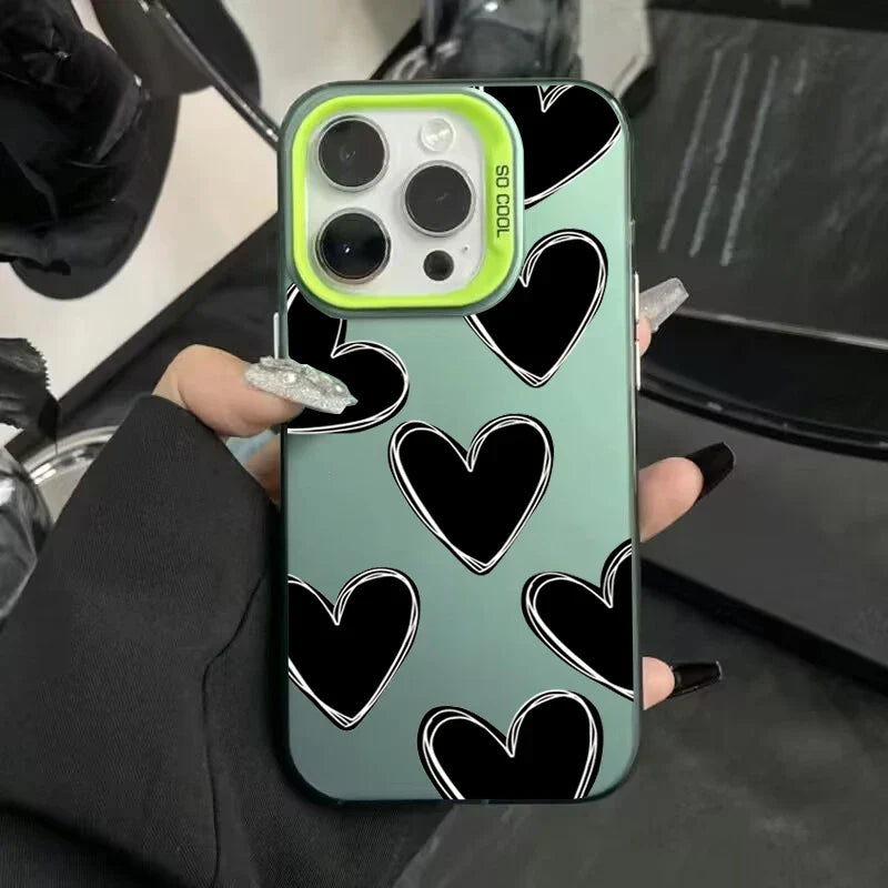 Coque IPhone Chroma Love Finition Argent Électroplaqué Résistante Aux Chocs IMD Cœurs Détails Protection Robuste