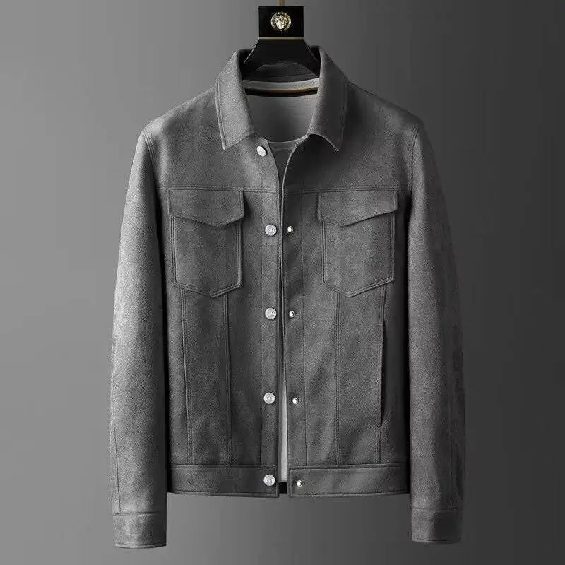 Amawinc Veste En Daim Pour Homme Coupe Slim Col Polo Polyvalente Toute L Annee De Luxe