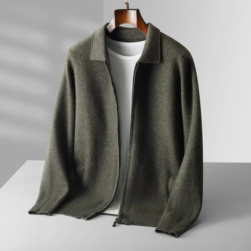Amawinc Gilet Cardigan Homme En Laine 100 Pour Cent Avec Revers Classique Tricot Pour Une Chaleur Intemporelle