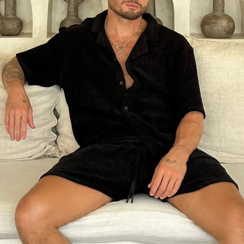 Ensemble Deux Pièces Caris 90s T Shirt Et Short Texturés Léger Pour Été Confortable