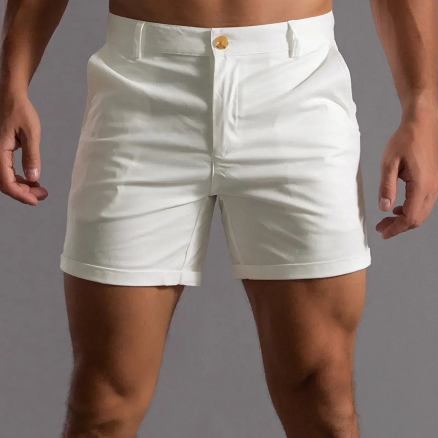 Shorts Mi Longs Pour Hommes À Quatre Directions Avec Coupe Ajustée Et Taille SemiÉlastique Coutures Durables