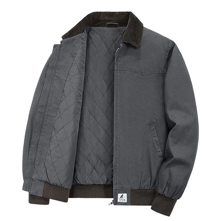 Veste De Travail Barrington En Coton Et Velours Côtelé Doublure Matelassée Chaude Coupe Regular Col Revers Contrastant