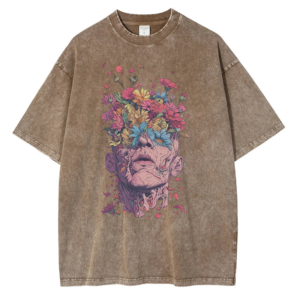 Amawinc Titan Bloom T Shirt Graphique Coton Premium Coupe Oversized Confort Respirant Design Intriqué