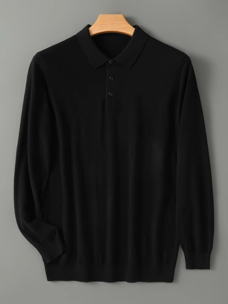 Pull Mérinos Mélange Cachemire Col Polo En Maille Légère Chaud Confort Quotidien Élégant Pour Homme