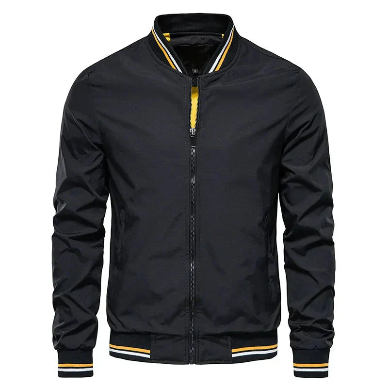 Veste Bomber Regular Fit Pour Homme Olive Avec Bordures Cotelees Et Rayures Subtiles