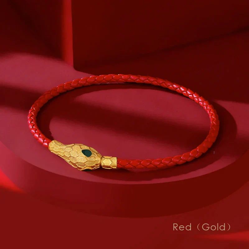 Aspis Viper Bracelet En Cuir Tressé À La Main Avec Fermoir Serpent Doré Pour Hommes Et Femmes Amawinc