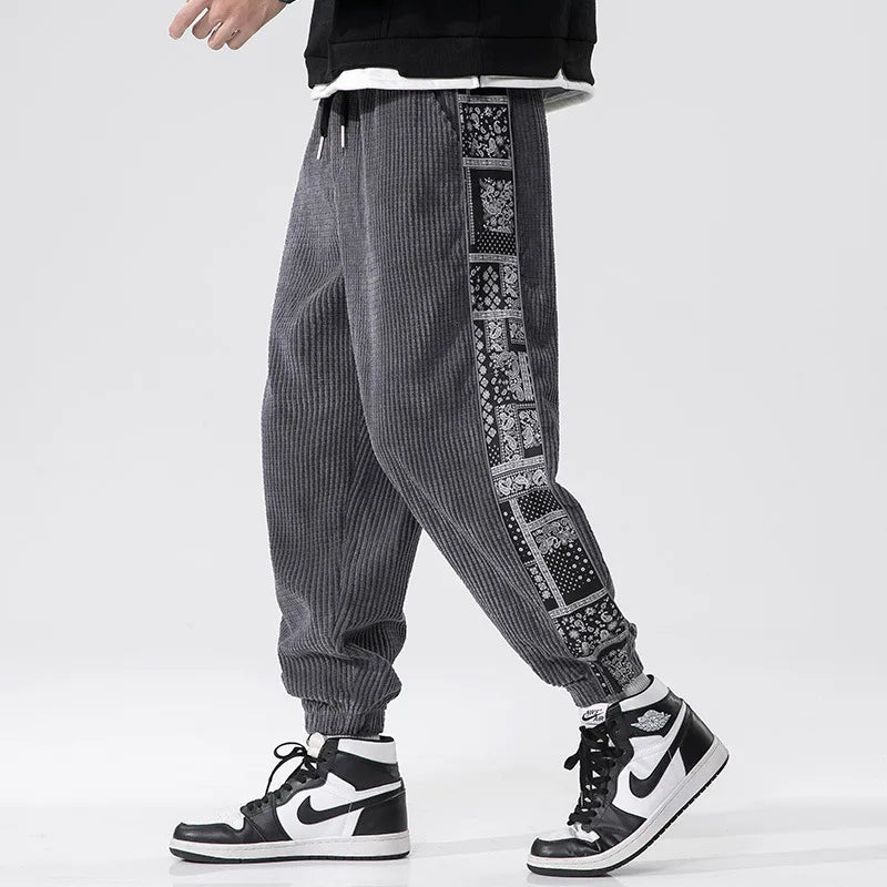 Jogger Velours Côtelé Imprimé Paisley Avec Bandana Sur Le Côté Pour Style 90s Vintage