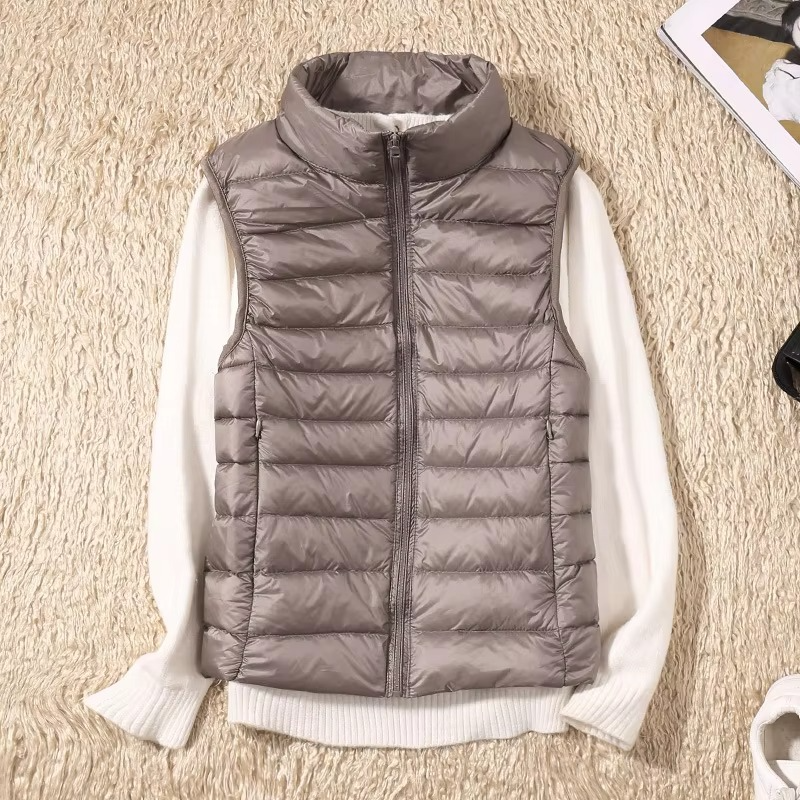 Gilet Sans Manches Court en Duvet pour Femme Léger Matelassé Nylon Chaud Confortable Idéale Hiver et Activité