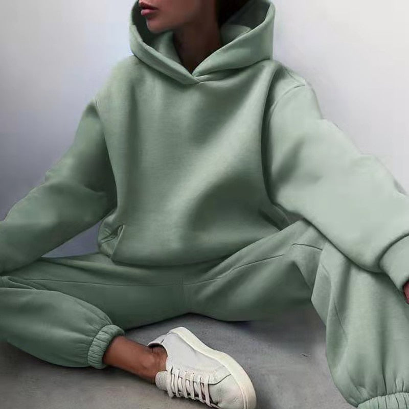 Ensemble Jogging Femme Oversize Hoodie Pantalon Coton Doux Coupe Décontractée Pour Détente