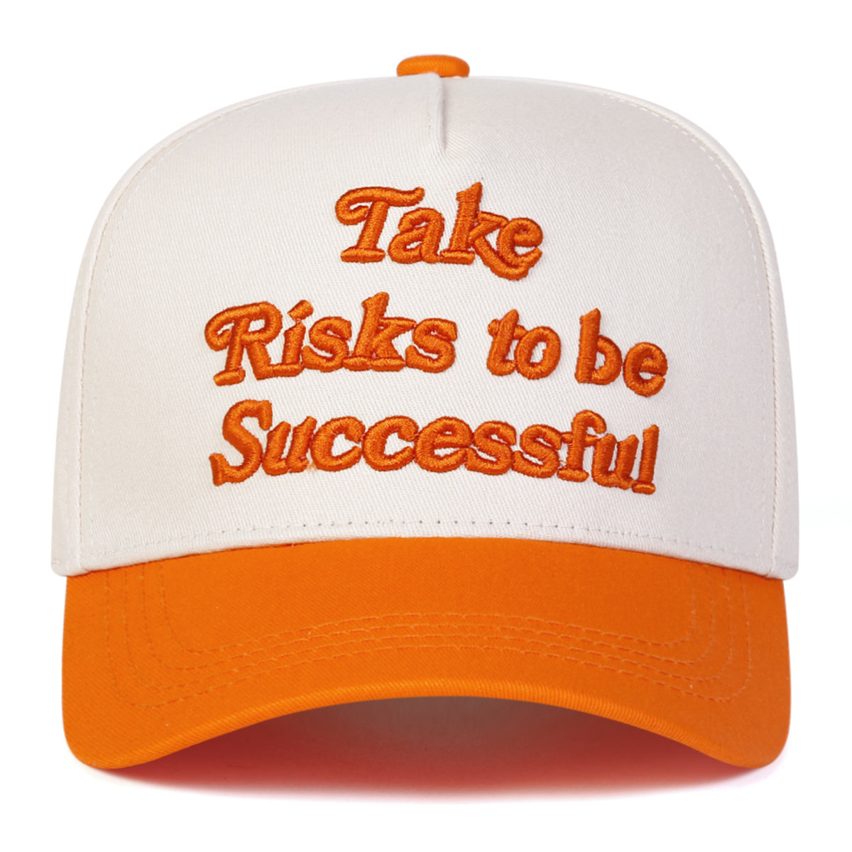 Casquette Snapback Risk Taker Avec Texte Brodé Et Couture Contrastée Visières Bloc De Couleurs En Polyester Ajustable