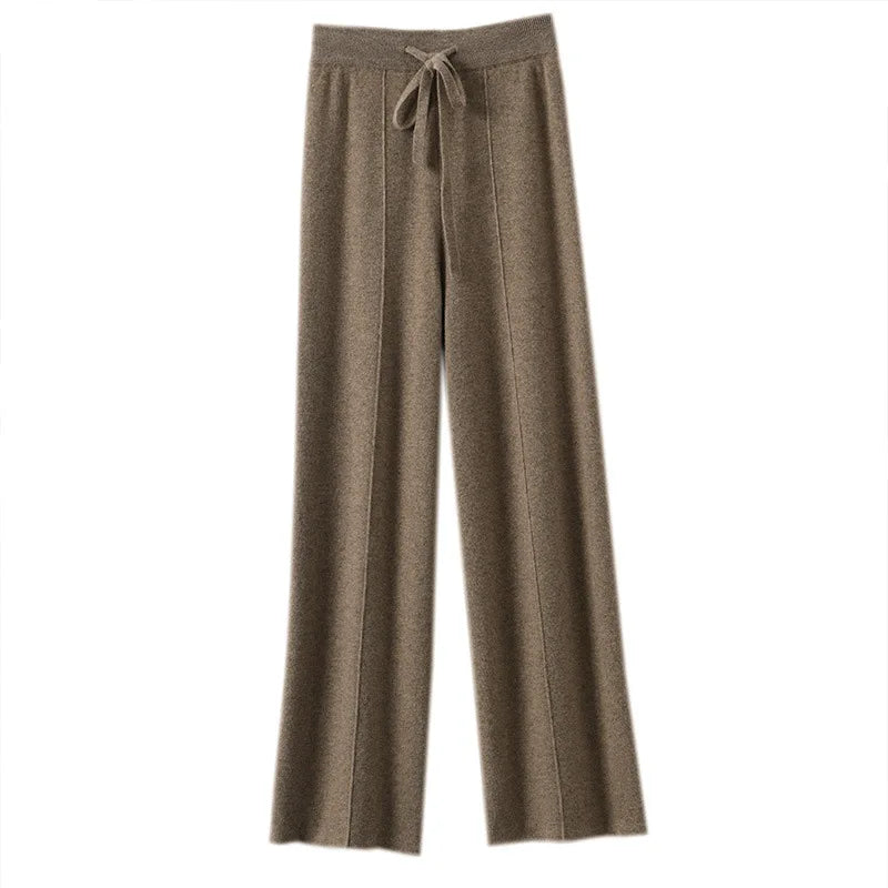 Pantalon De Survêtement Eva Confort Ultime En Mélange De Laine Tricotée Coupe Large Lavage À La Main Douceur