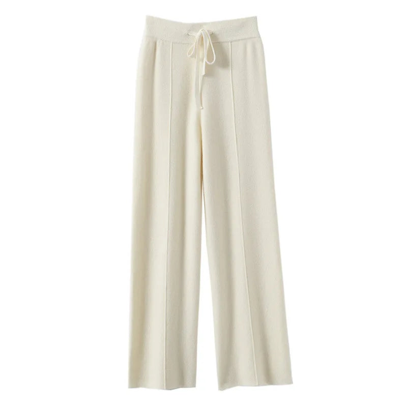 Pantalon De Survêtement Eva Confort Ultime En Mélange De Laine Tricotée Coupe Large Lavage À La Main Douceur