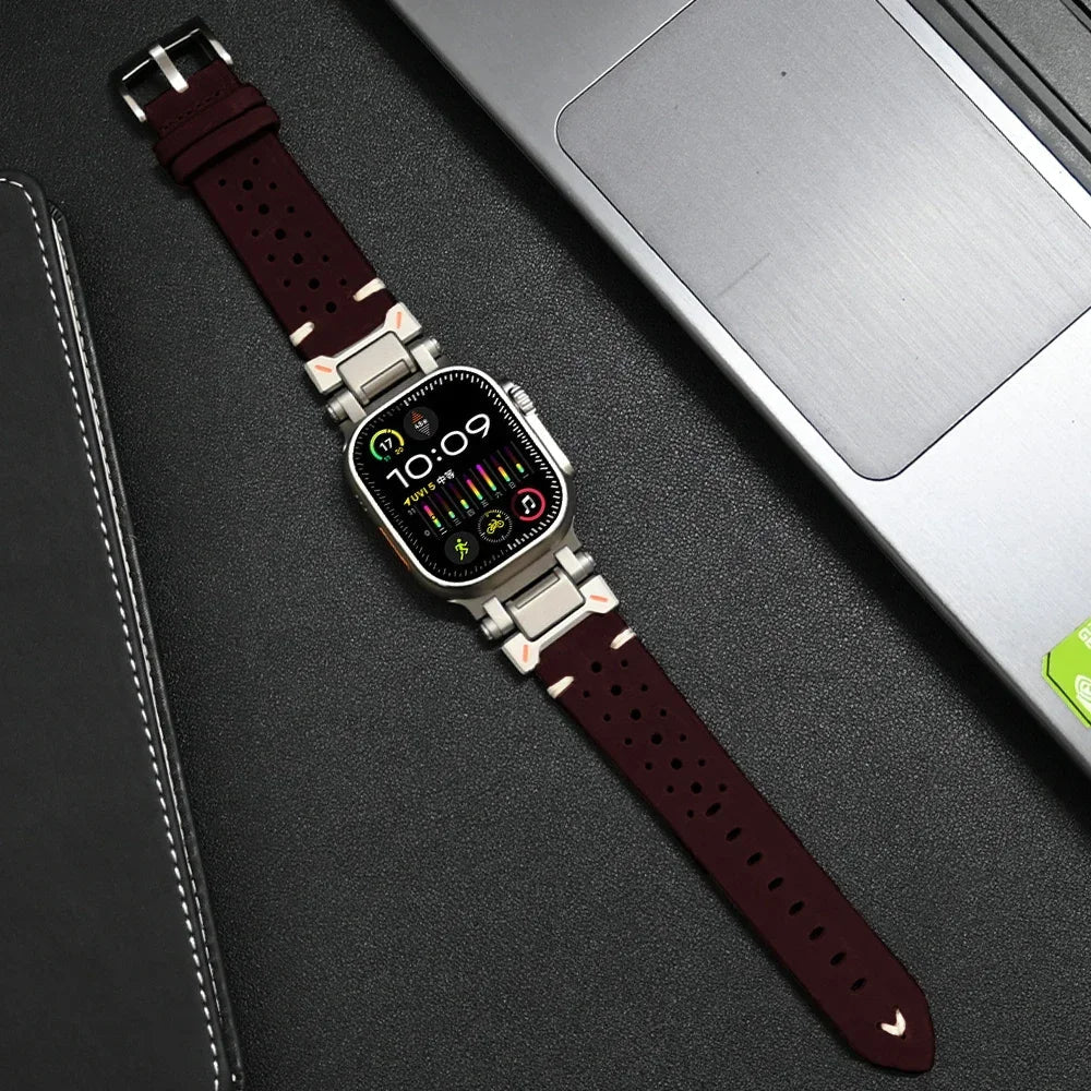 Bracelet Apple Watch En Cuir Véritable Jacek Avec Couture Soignée Et Finition Raffinée Pour Usage Quotidien