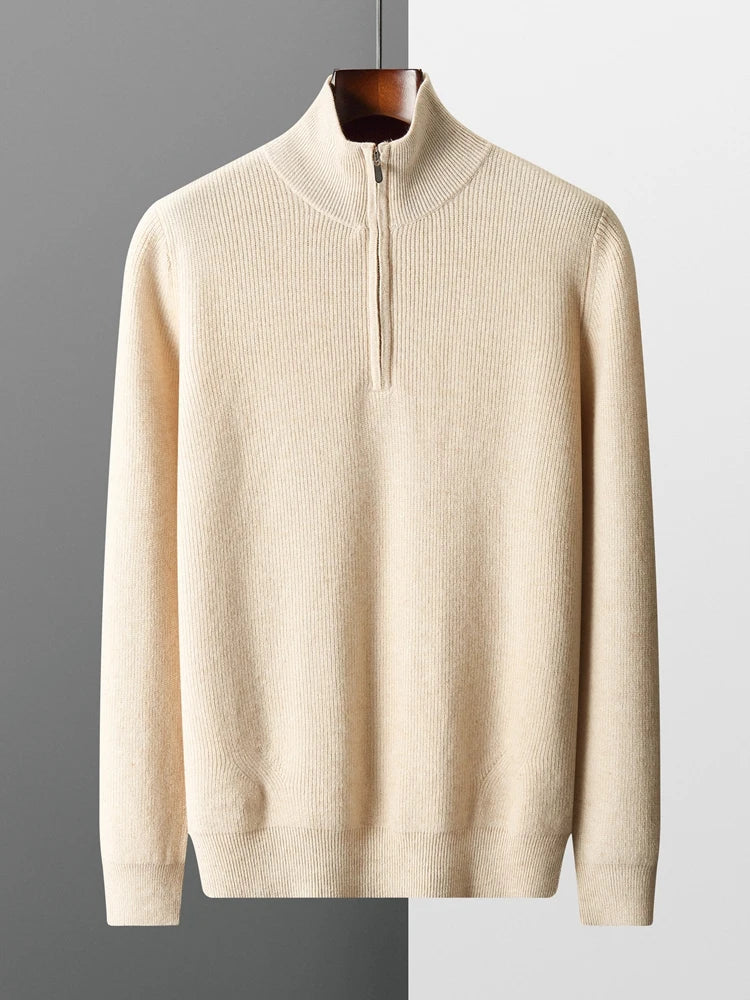 Pull Mérinos Pour Hommes À Demi Zip Couleur Rouille Orange Isolation Supérieure En Maille Chaude Et Confortable