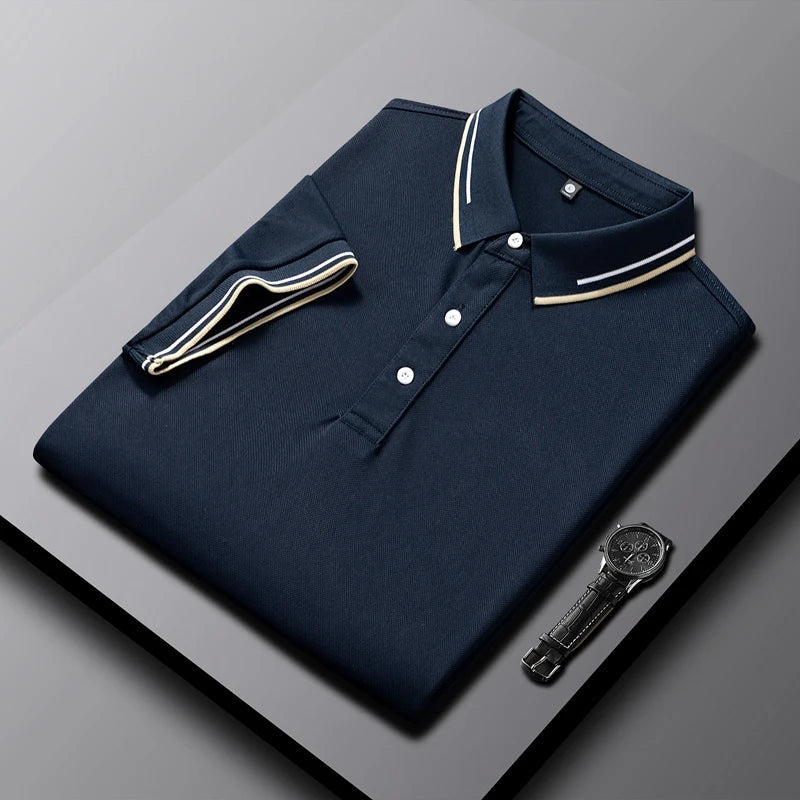 Polo AeroKnit Sur Mesure Respirant Avec Texture Fine Et Col Poignets Contrastés Élégants