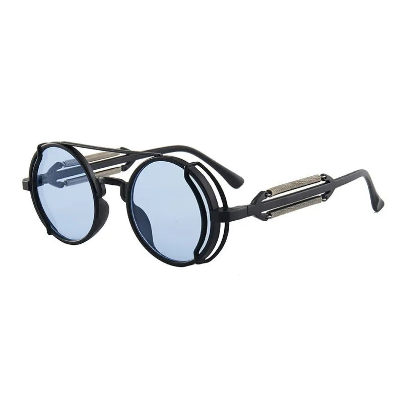 Lunettes De Soleil Verres Miroir Ronds Avec Charnière Complexe Pour Un Style Sophistiqué Et Fonctionnel