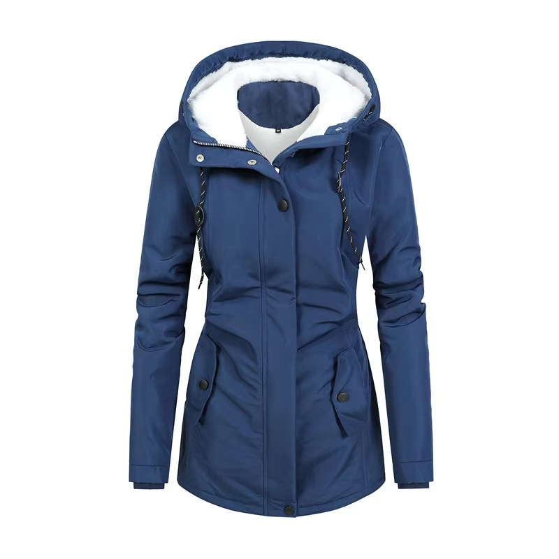 Parka Femme Rétro Doublée Polaire Mi Longue Avec Capuche Chaude Et Confortable Pour Femme