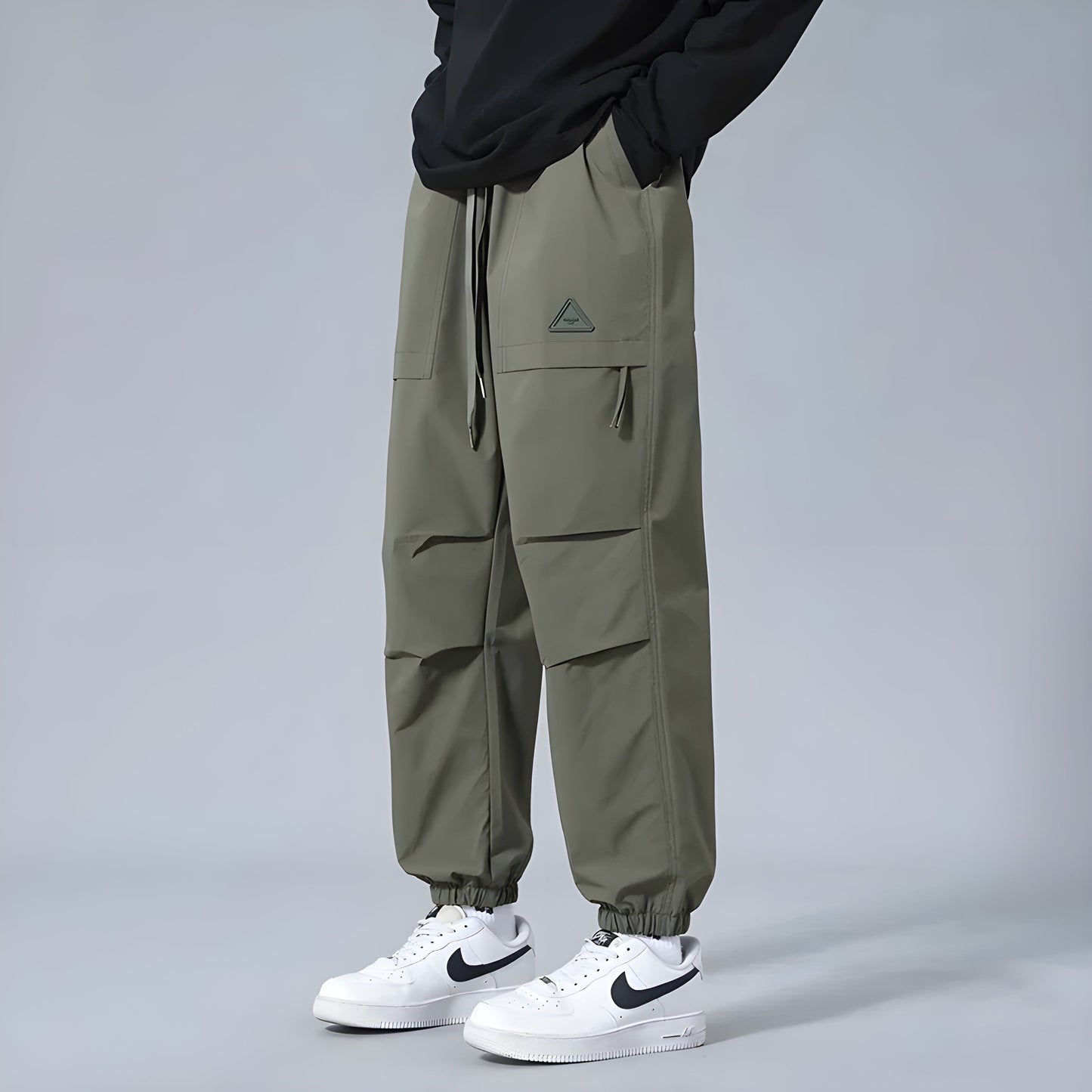 Pantalon Cargo Ronan à Coupe Droite et Taille Élastique avec Poches Multiples Polyester Spandex Lavable en Machine